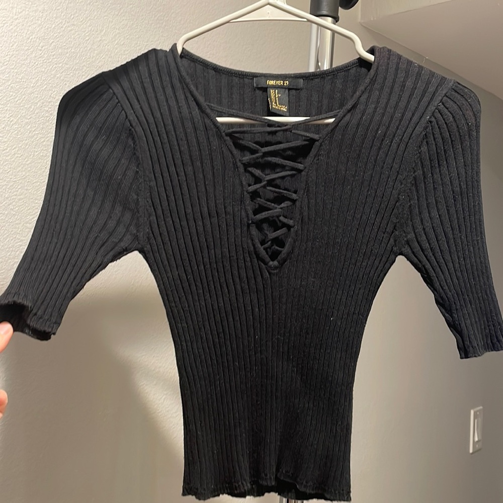 Forever 21 Lace-Up Crossover Sweater Top